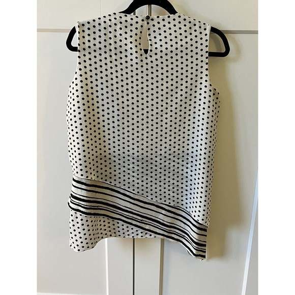 Michael Tyler Womens Sleeveless Tunic Top Shirt Black White Layers Medium Blouse - Picture 2 of 6